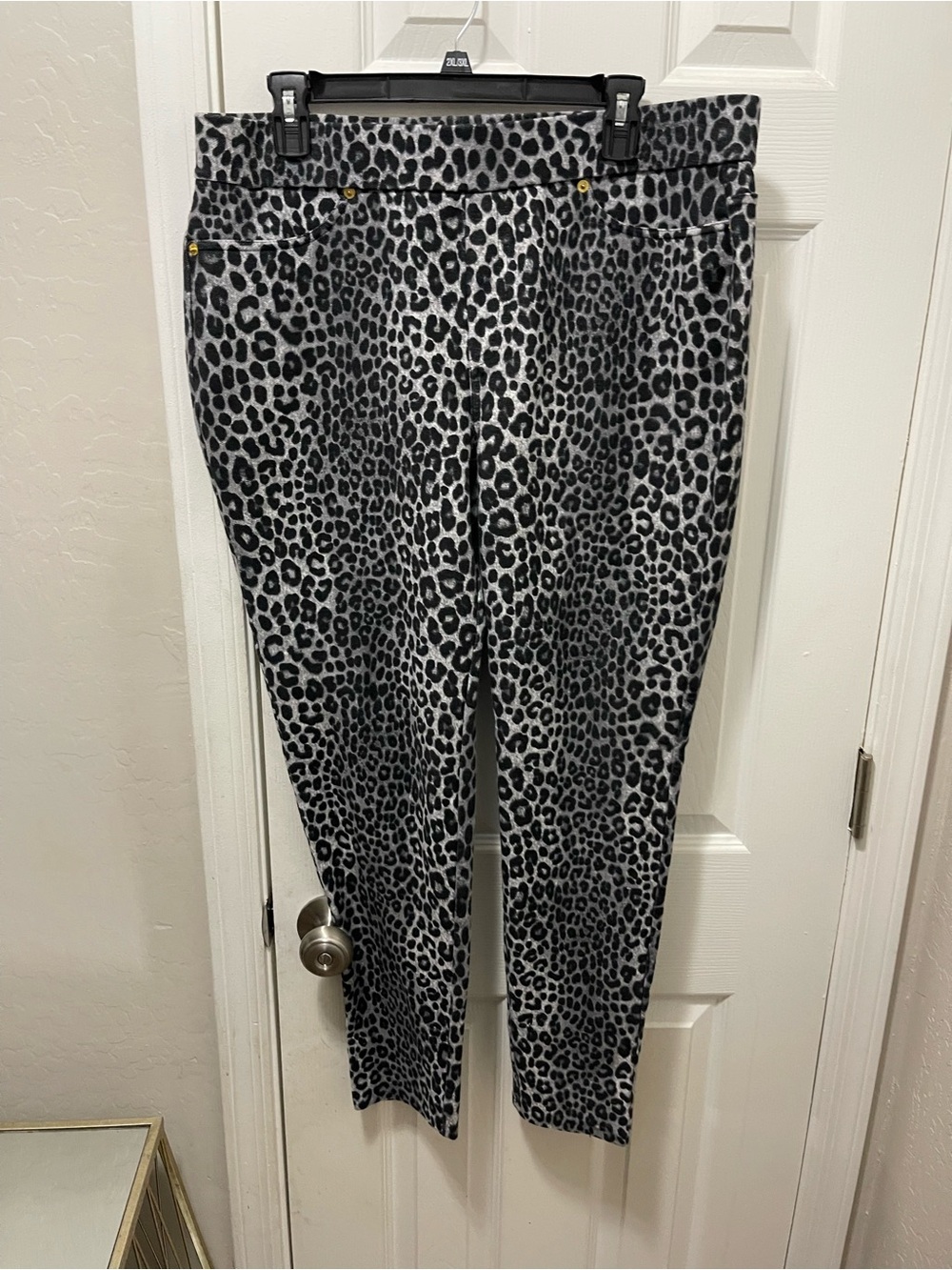 MICHAEL Michael Kors Black and Gray Leopard Print Pants